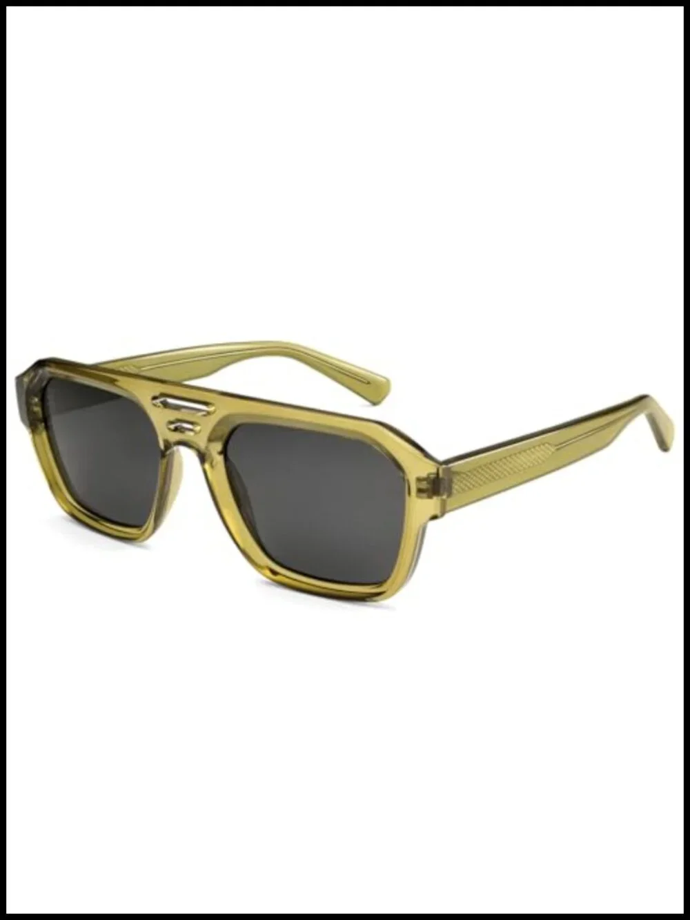 Retro Chunky Square Aviator Sunglasses with Double Beam UV400 Protection